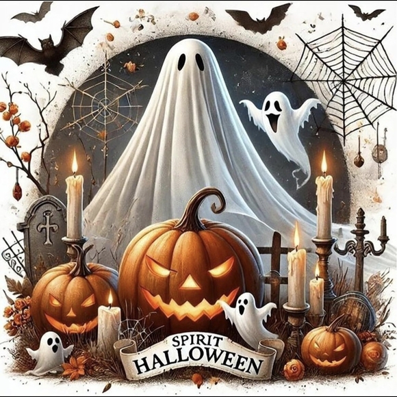 None Other - Spirits Of Halloween Ghosts Bats Jack-o-Lanterns 5D Diamond Painting Kit New